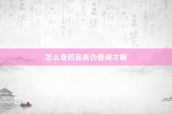 怎么查药品真伪查询才略
